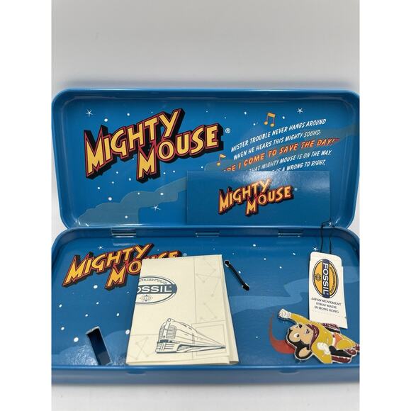 Vintage 1994 Fossil Mighty Mouse Pin Original Tin - Picture 5 of 6